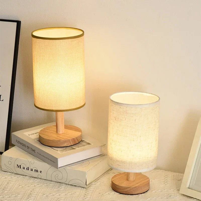 Lâmpadas de mesa led simples estilo chinês decoração lâmpada regulável usb plug luz da noite tecido abajur quarto iluminação cabeceira 4
