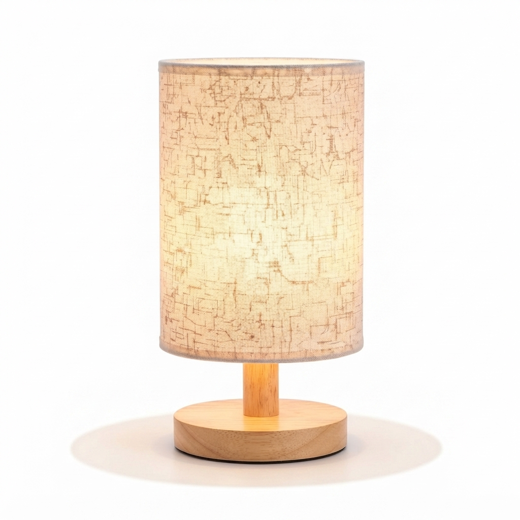 Abajur de Mesa LED Nórdico em Madeira e Linho – Luminária Decorativa USB para Quarto e Cabeceira | Metal Center Brasil