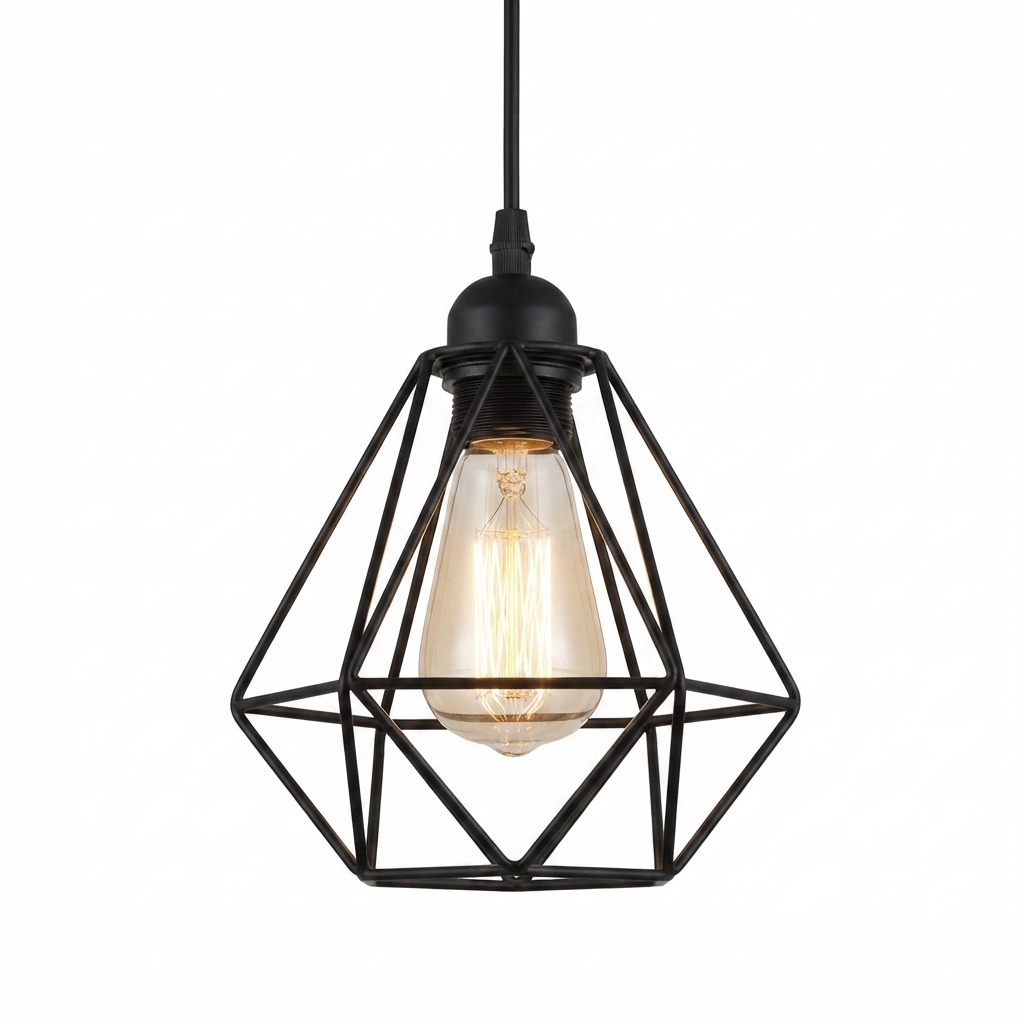 Luminária Pendente Retrô de Ferro Forjado – Lustre Industrial Vintage para Restaurante, Café, Sala e Decoração Moderna