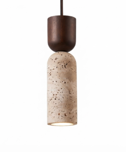 Lustre Pendente Wabi com Efeito Pedra Travertino – Design Artesanal para Quarto, Sala, Cozinha e Ambientes Sofisticados