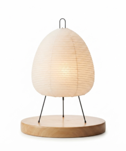 Luminária de Mesa em Papel de Arroz com Tripé – Design Wabi-Sabi para Quarto, Sala e Decoração