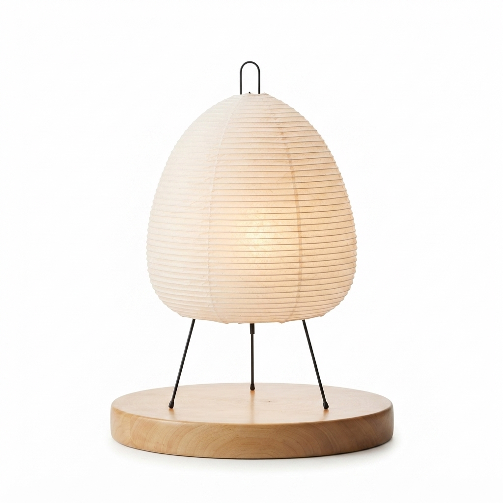 Luminária de Mesa em Papel de Arroz com Tripé – Design Wabi-Sabi para Quarto, Sala e Decoração