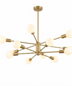 Lustre Sputnik Moderno Dourado com Globos de Vidro – Pendente para Sala de Jantar e Estar | Metal Center Brasil