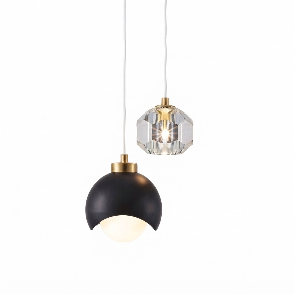 Luminária Pendente Cristal Minimalista Nórdica – Design Luxo para Quarto, Cabeceira, Sala de Estar e Decoração Moderna