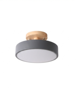 Plafon LED Nórdico Redondo com Detalhes em Madeira – Elegância e Iluminação para Todos os Ambientes