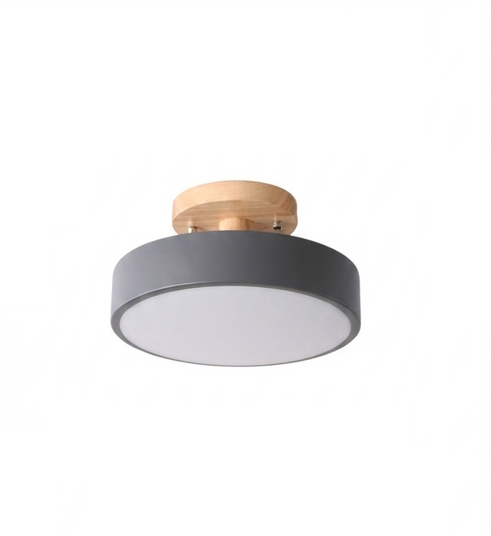 Plafon LED Nórdico Redondo com Detalhes em Madeira – Elegância e Iluminação para Todos os Ambientes